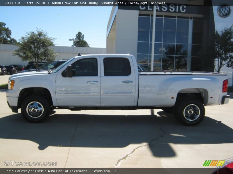 Summit White / Cocoa/Light Cashmere 2011 GMC Sierra 3500HD Denali Crew Cab 4x4 Dually