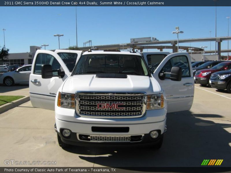 Summit White / Cocoa/Light Cashmere 2011 GMC Sierra 3500HD Denali Crew Cab 4x4 Dually