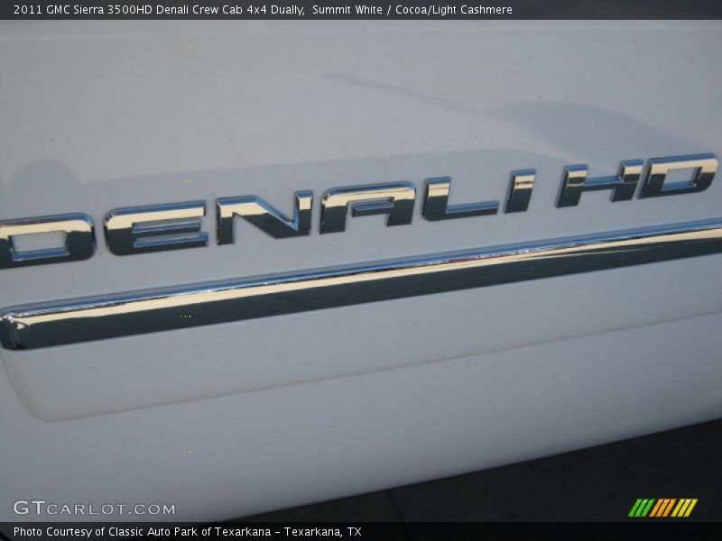 Summit White / Cocoa/Light Cashmere 2011 GMC Sierra 3500HD Denali Crew Cab 4x4 Dually