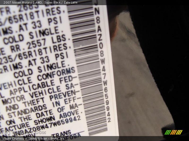 Super Black / Cafe Latte 2007 Nissan Murano S AWD