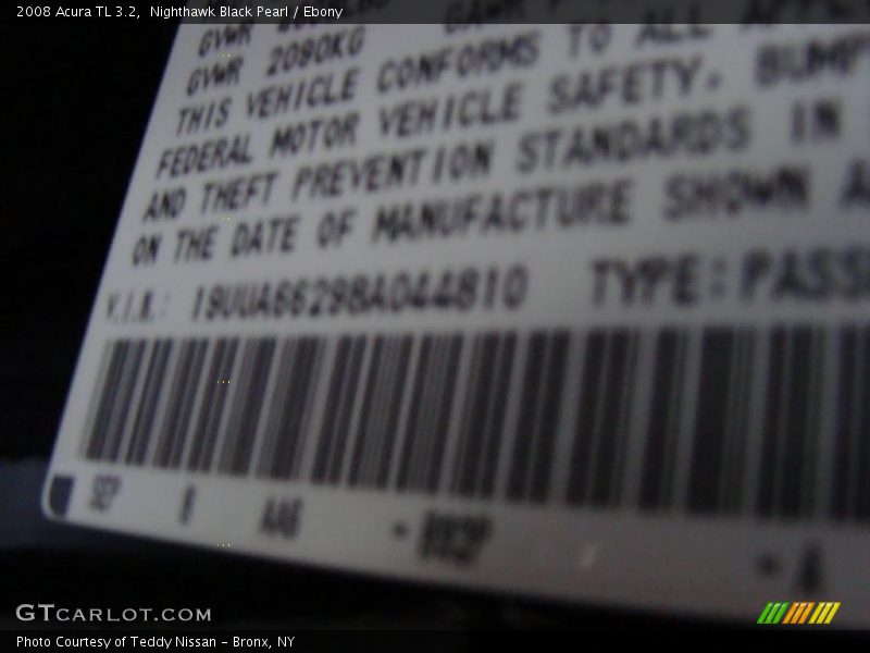 Nighthawk Black Pearl / Ebony 2008 Acura TL 3.2