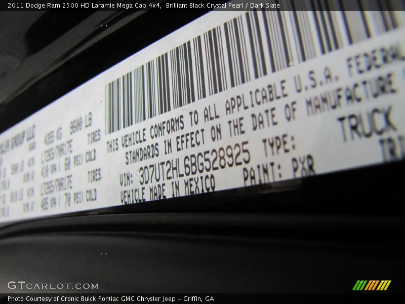 Brilliant Black Crystal Pearl / Dark Slate 2011 Dodge Ram 2500 HD Laramie Mega Cab 4x4