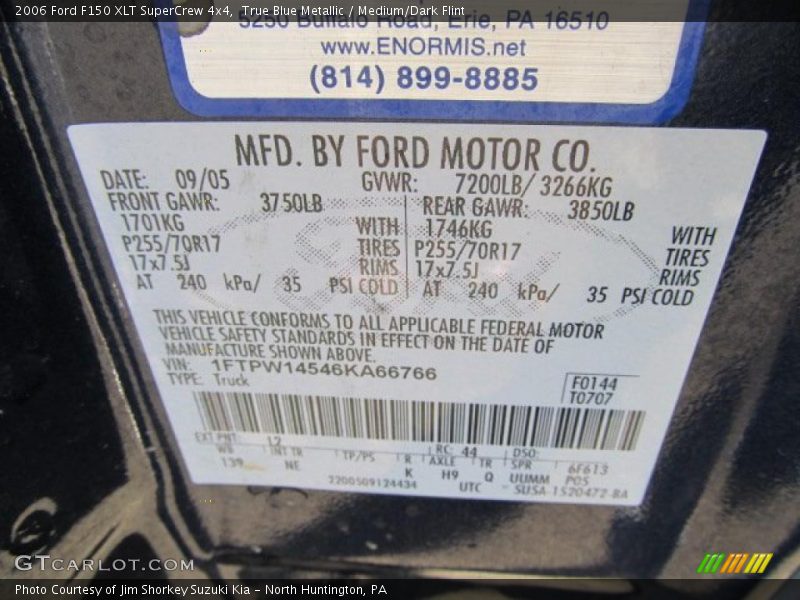 True Blue Metallic / Medium/Dark Flint 2006 Ford F150 XLT SuperCrew 4x4