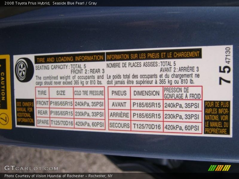 Seaside Blue Pearl / Gray 2008 Toyota Prius Hybrid
