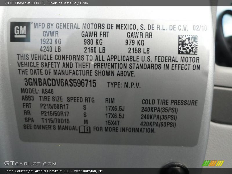 Silver Ice Metallic / Gray 2010 Chevrolet HHR LT