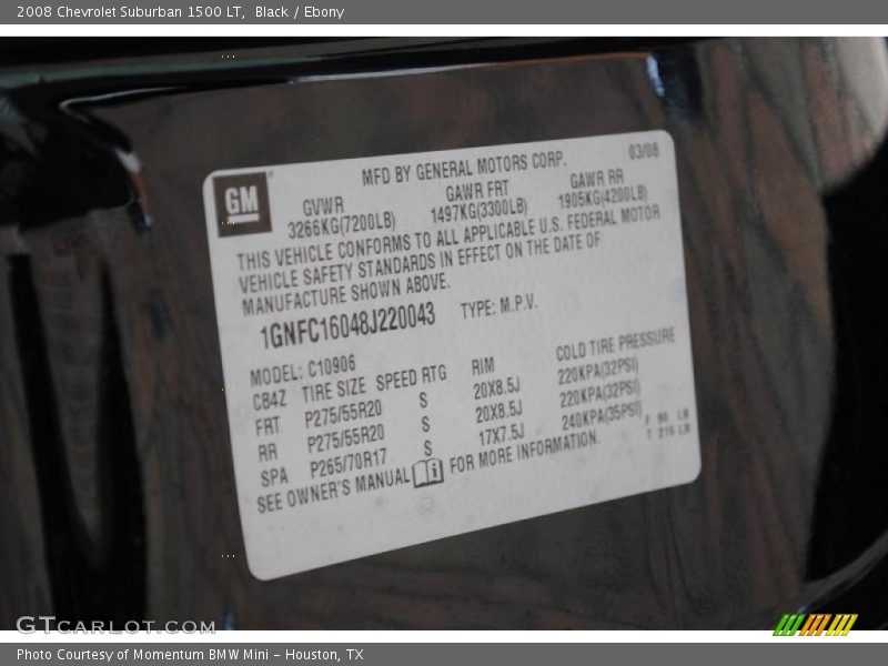 Black / Ebony 2008 Chevrolet Suburban 1500 LT