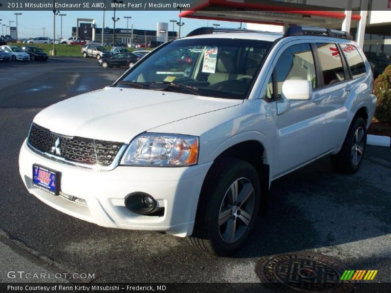 White Pearl / Medium Brown 2011 Mitsubishi Endeavor SE AWD
