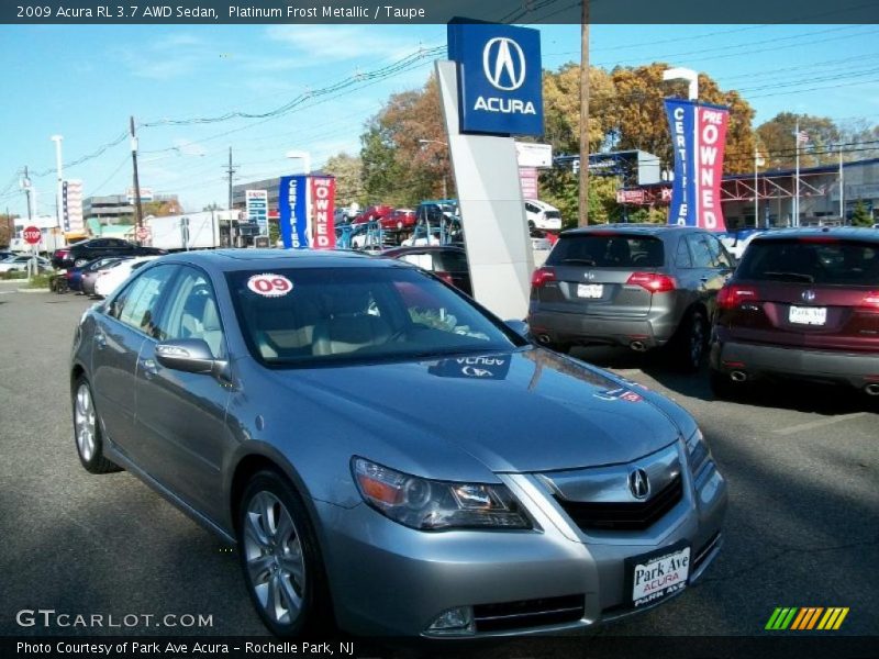 Platinum Frost Metallic / Taupe 2009 Acura RL 3.7 AWD Sedan