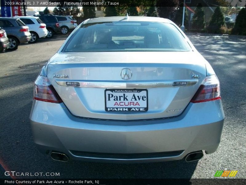 Platinum Frost Metallic / Taupe 2009 Acura RL 3.7 AWD Sedan