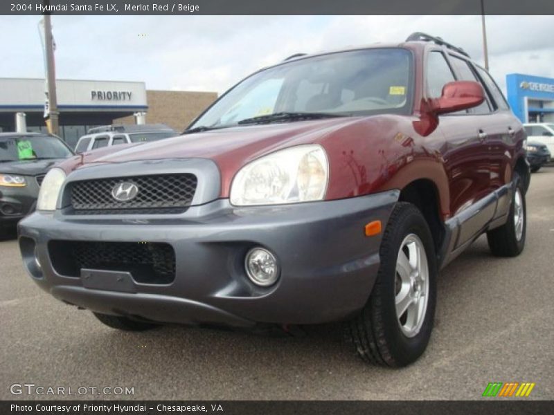 Merlot Red / Beige 2004 Hyundai Santa Fe LX