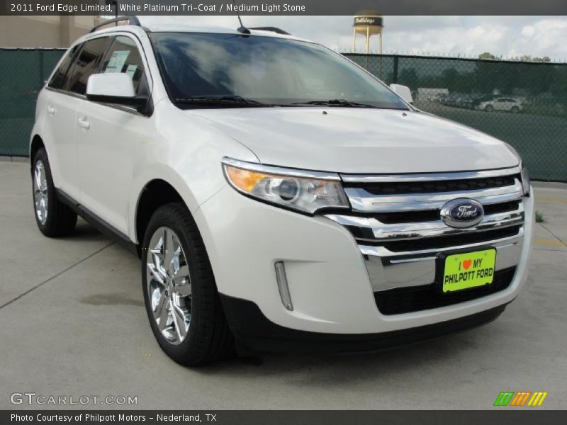 White Platinum Tri-Coat / Medium Light Stone 2011 Ford Edge Limited