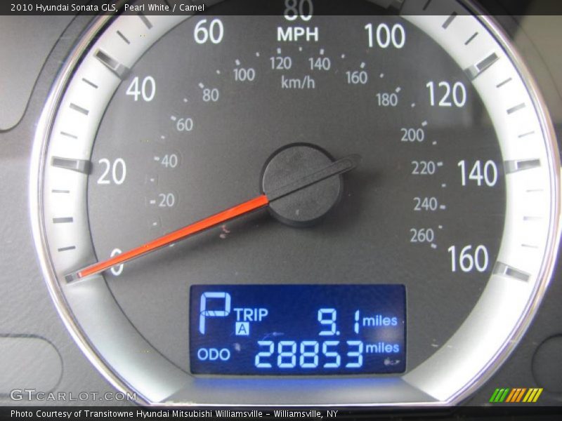 Pearl White / Camel 2010 Hyundai Sonata GLS