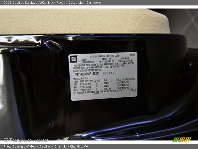 Black Raven / Cocoa/Light Cashmere 2008 Cadillac Escalade AWD