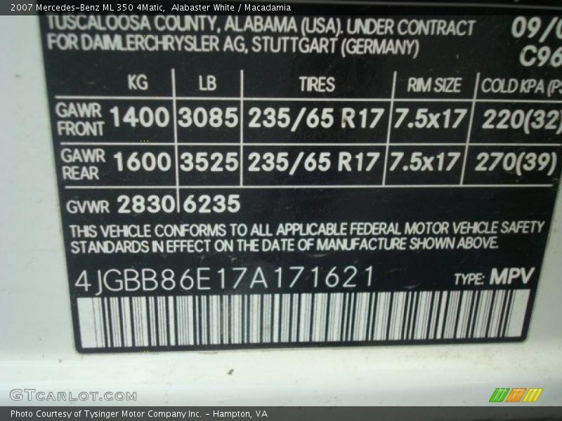 Alabaster White / Macadamia 2007 Mercedes-Benz ML 350 4Matic