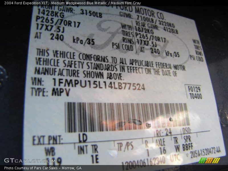 Medium Wedgewood Blue Metallic / Medium Flint Gray 2004 Ford Expedition XLT