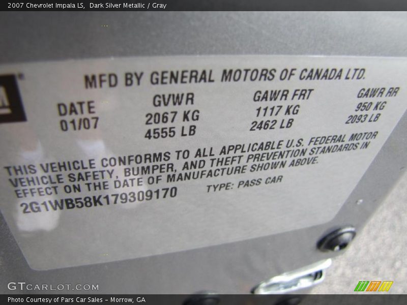 Dark Silver Metallic / Gray 2007 Chevrolet Impala LS