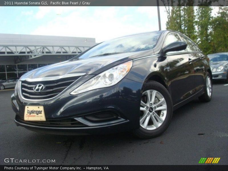 Pacific Blue Pearl / Gray 2011 Hyundai Sonata GLS