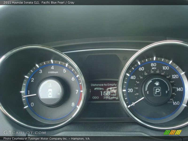 Pacific Blue Pearl / Gray 2011 Hyundai Sonata GLS