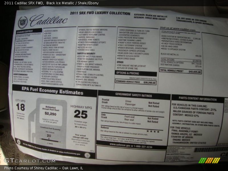 Black Ice Metallic / Shale/Ebony 2011 Cadillac SRX FWD