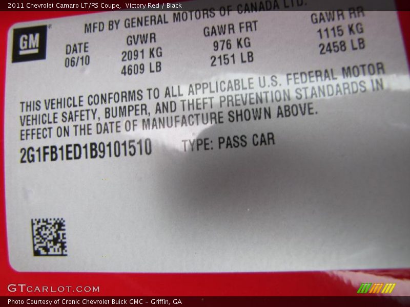 Victory Red / Black 2011 Chevrolet Camaro LT/RS Coupe