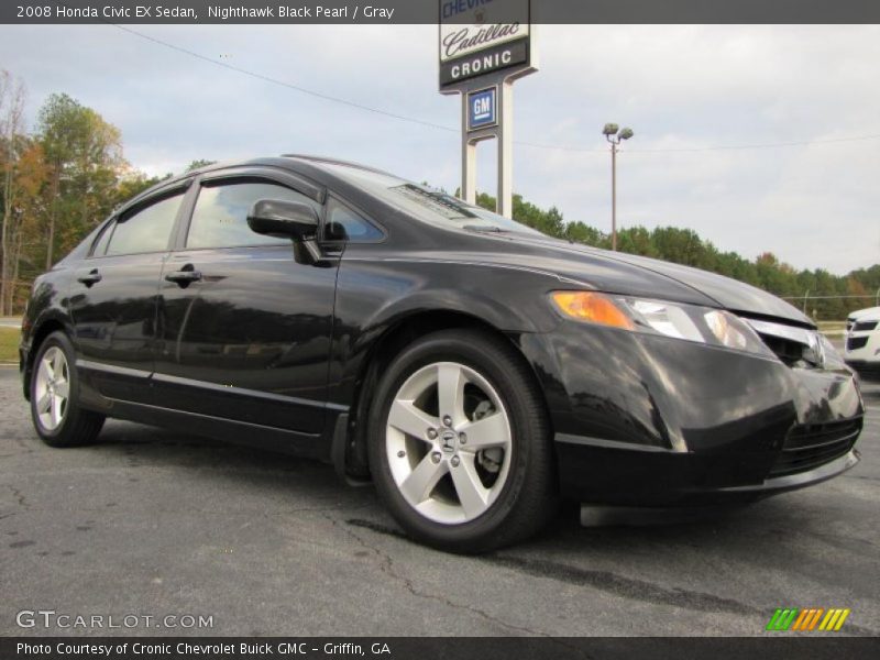 Nighthawk Black Pearl / Gray 2008 Honda Civic EX Sedan