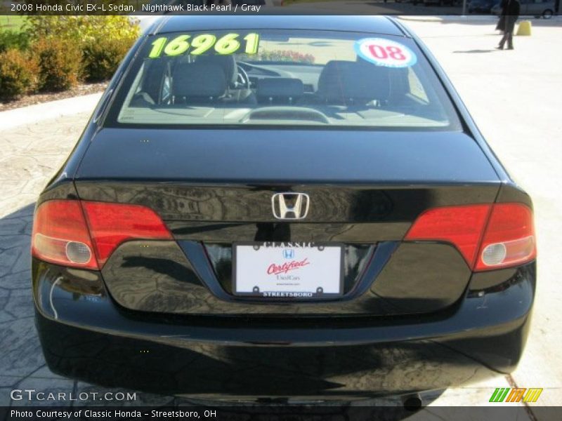 Nighthawk Black Pearl / Gray 2008 Honda Civic EX-L Sedan