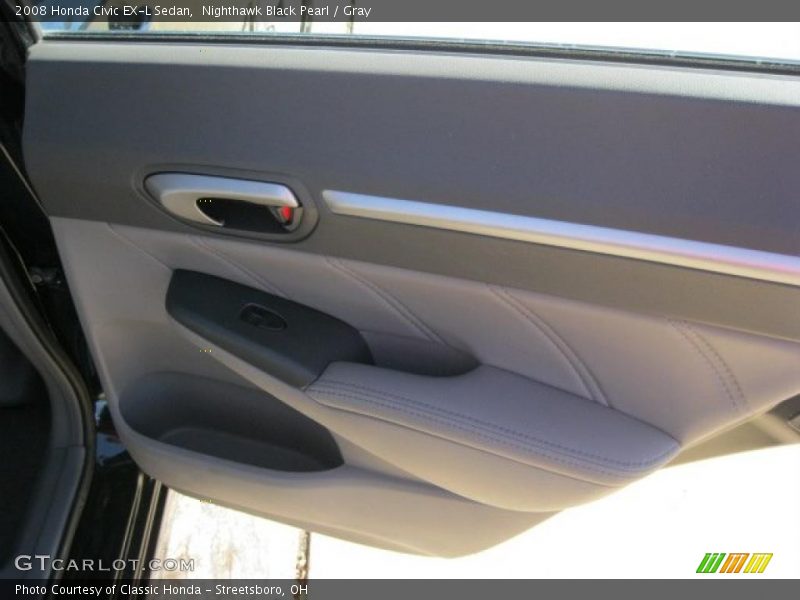 Nighthawk Black Pearl / Gray 2008 Honda Civic EX-L Sedan