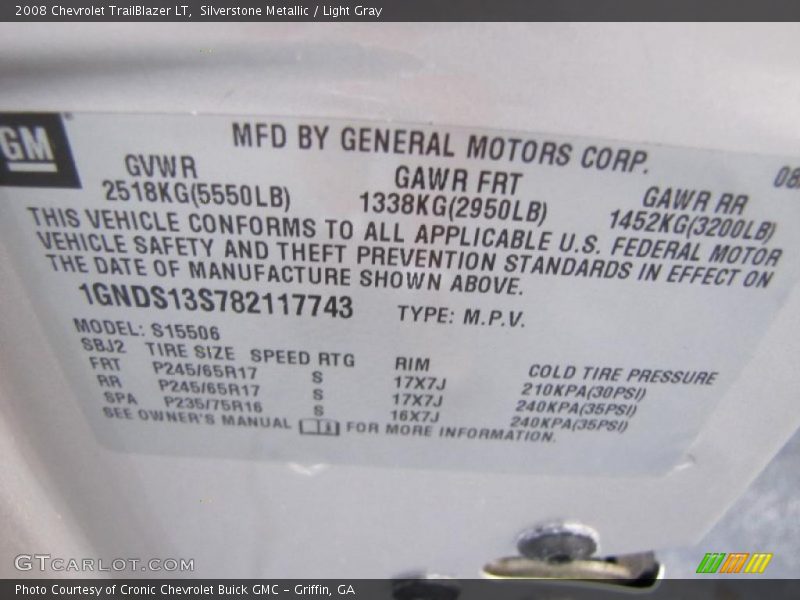 Silverstone Metallic / Light Gray 2008 Chevrolet TrailBlazer LT