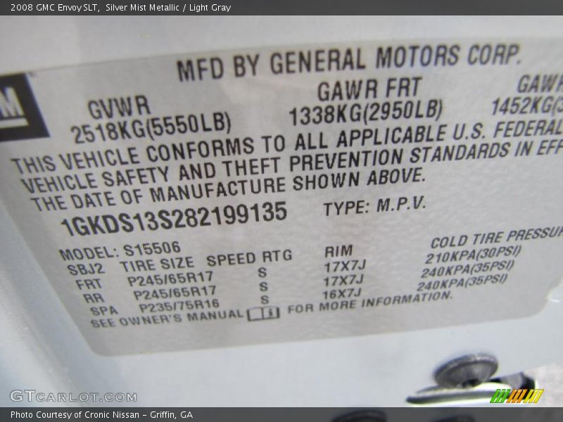 Silver Mist Metallic / Light Gray 2008 GMC Envoy SLT