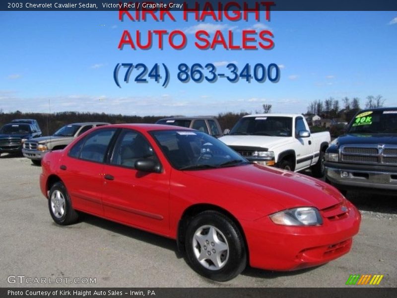 Victory Red / Graphite Gray 2003 Chevrolet Cavalier Sedan