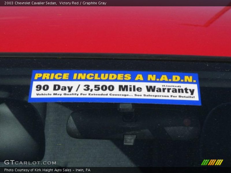 Victory Red / Graphite Gray 2003 Chevrolet Cavalier Sedan