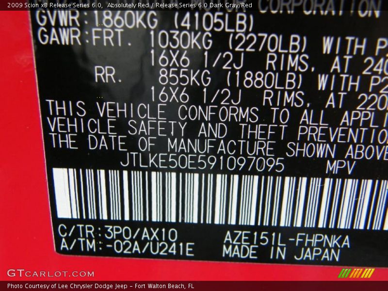 Absolutely Red / Release Series 6.0 Dark Gray/Red 2009 Scion xB Release Series 6.0