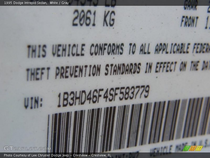 White / Gray 1995 Dodge Intrepid Sedan