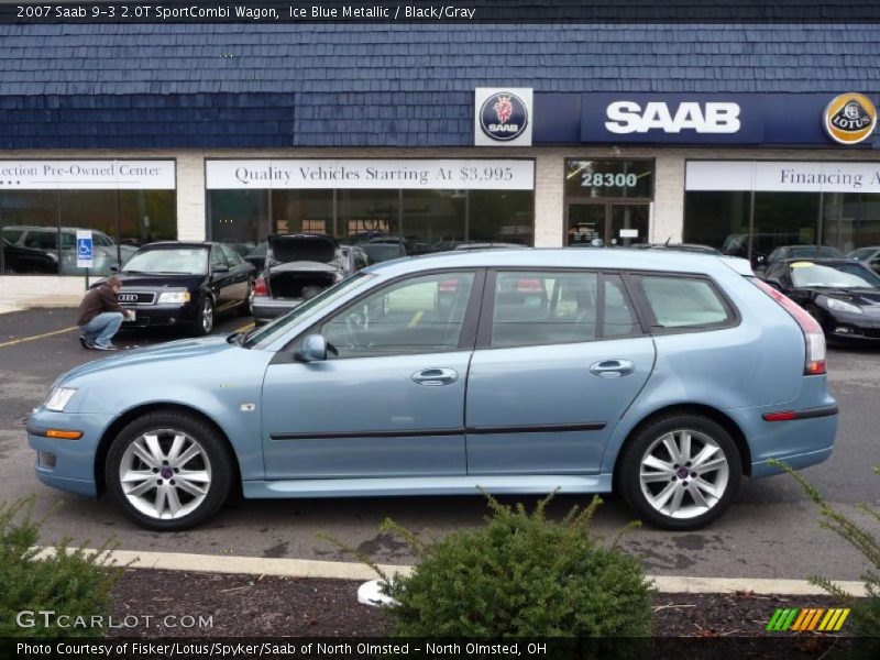 Ice Blue Metallic / Black/Gray 2007 Saab 9-3 2.0T SportCombi Wagon