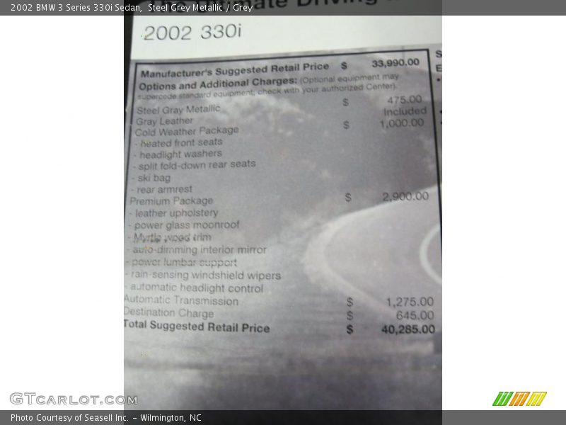 Steel Grey Metallic / Grey 2002 BMW 3 Series 330i Sedan