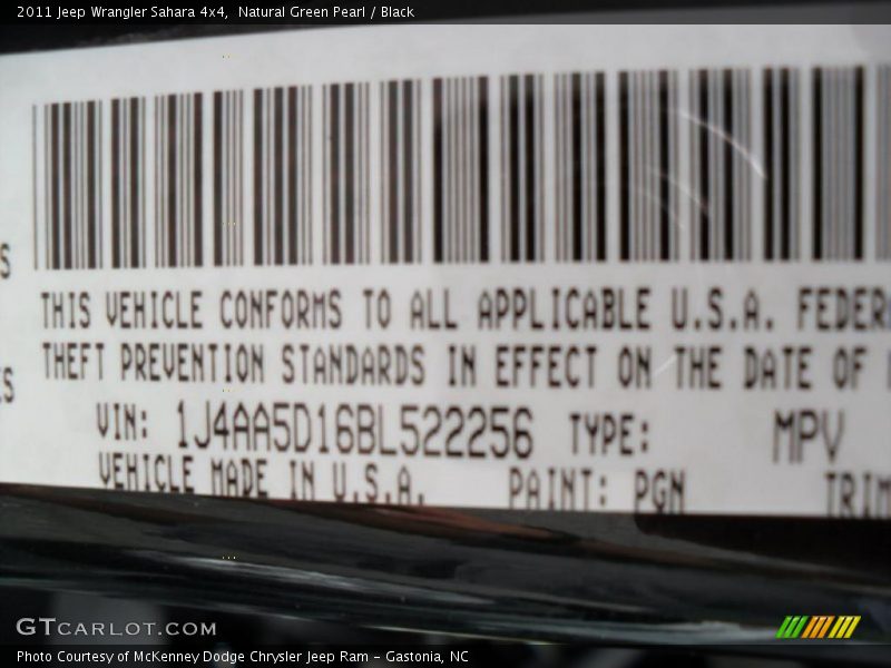 Natural Green Pearl / Black 2011 Jeep Wrangler Sahara 4x4