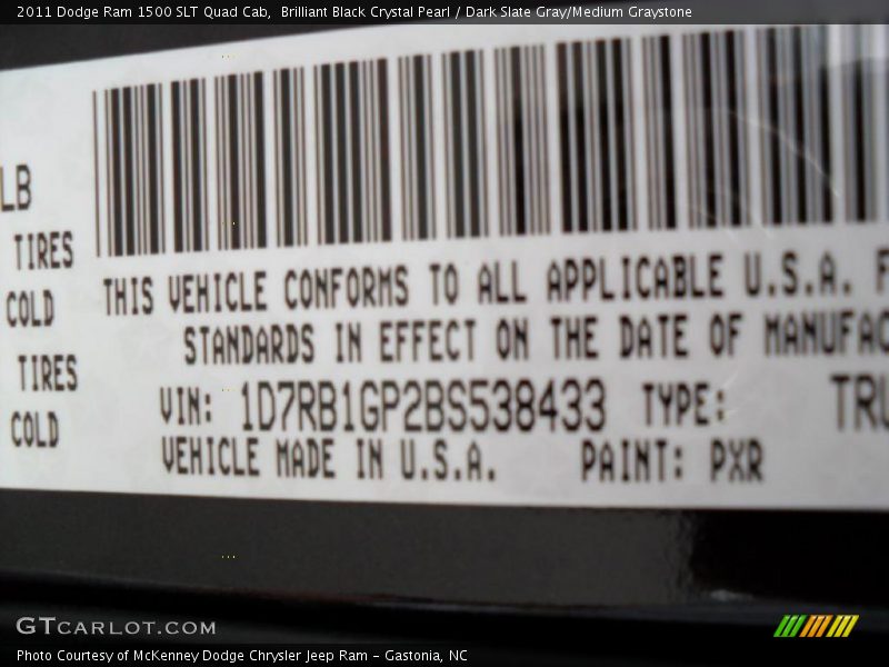 Brilliant Black Crystal Pearl / Dark Slate Gray/Medium Graystone 2011 Dodge Ram 1500 SLT Quad Cab