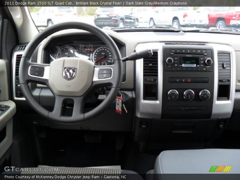 Brilliant Black Crystal Pearl / Dark Slate Gray/Medium Graystone 2011 Dodge Ram 1500 SLT Quad Cab