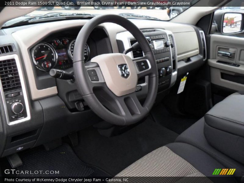Brilliant Black Crystal Pearl / Dark Slate Gray/Medium Graystone 2011 Dodge Ram 1500 SLT Quad Cab