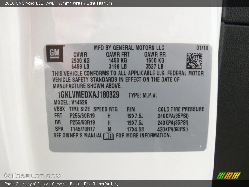 Summit White / Light Titanium 2010 GMC Acadia SLT AWD