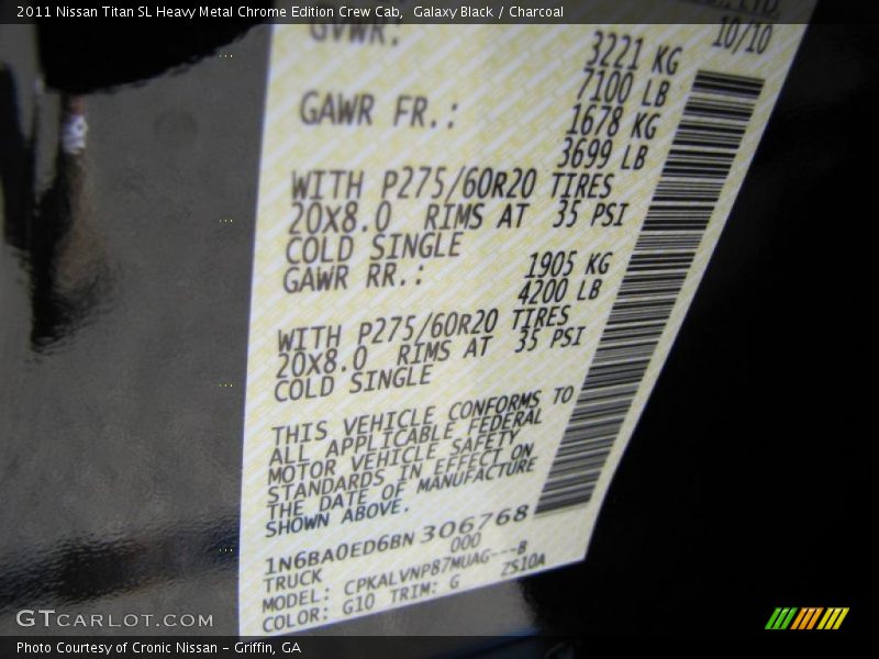 2011 Titan SL Heavy Metal Chrome Edition Crew Cab Galaxy Black Color Code G10