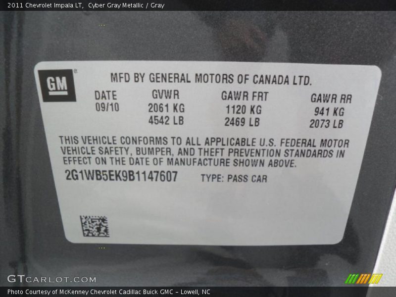 Cyber Gray Metallic / Gray 2011 Chevrolet Impala LT
