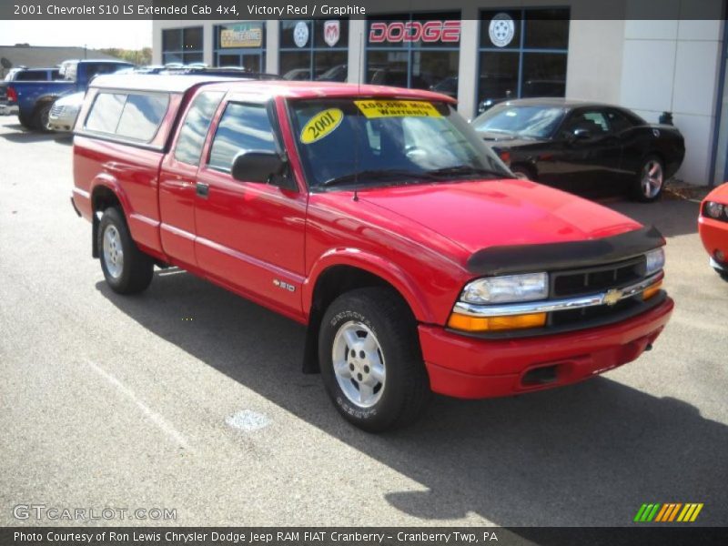 Victory Red / Graphite 2001 Chevrolet S10 LS Extended Cab 4x4