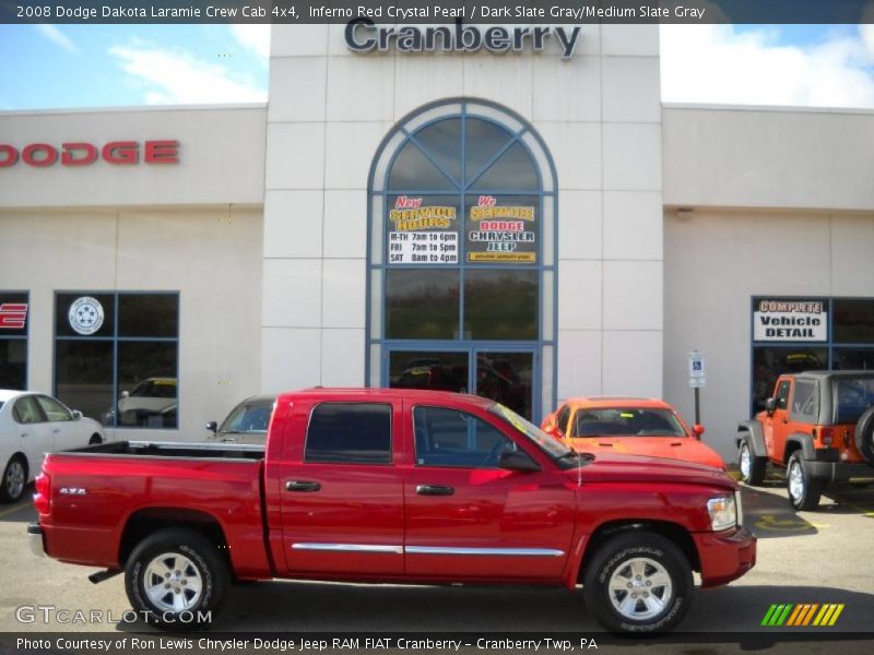 Inferno Red Crystal Pearl / Dark Slate Gray/Medium Slate Gray 2008 Dodge Dakota Laramie Crew Cab 4x4
