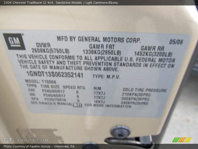 Sandstone Metallic / Light Cashmere/Ebony 2006 Chevrolet TrailBlazer LS 4x4