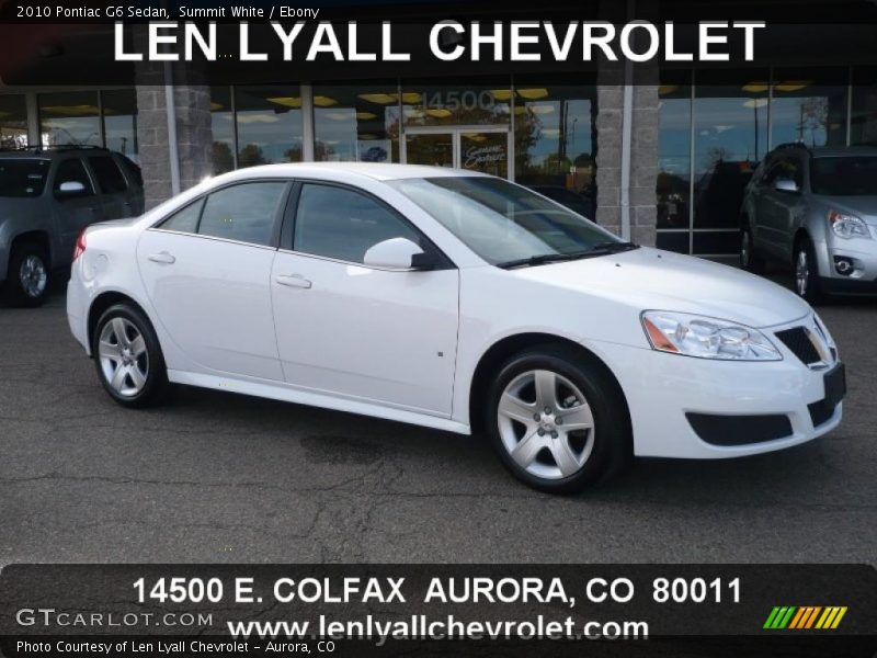 Summit White / Ebony 2010 Pontiac G6 Sedan