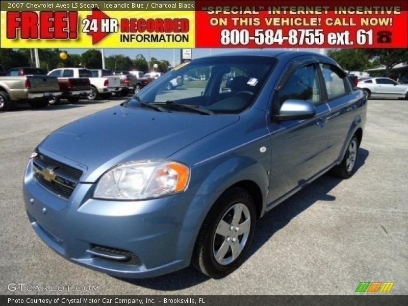 Icelandic Blue / Charcoal Black 2007 Chevrolet Aveo LS Sedan