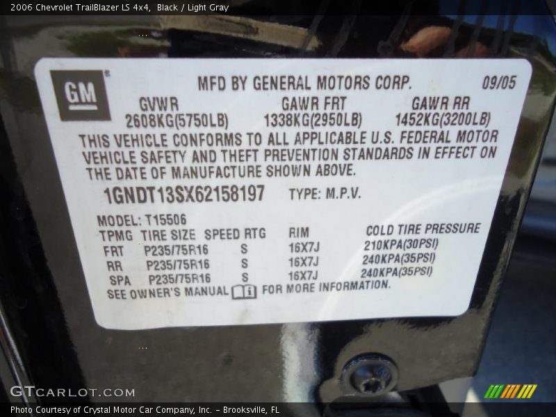 Black / Light Gray 2006 Chevrolet TrailBlazer LS 4x4