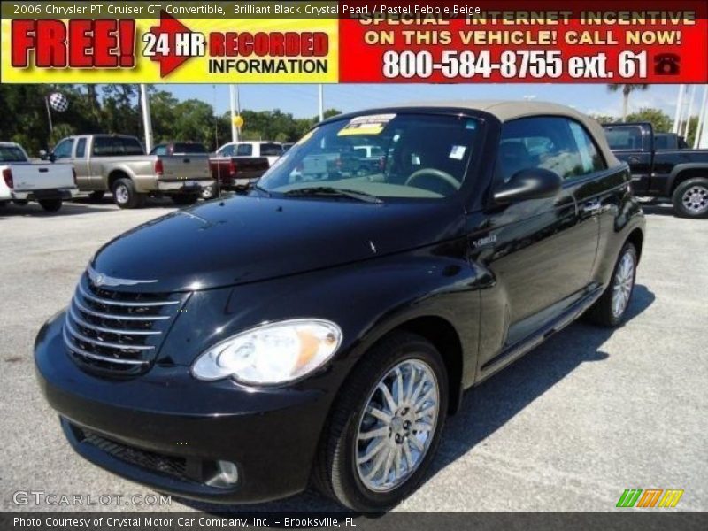 Brilliant Black Crystal Pearl / Pastel Pebble Beige 2006 Chrysler PT Cruiser GT Convertible