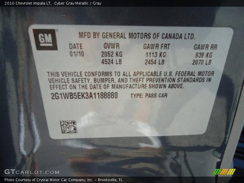 Cyber Gray Metallic / Gray 2010 Chevrolet Impala LT